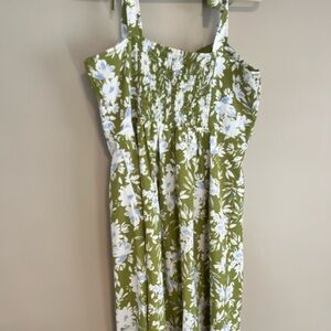 Green and White Floral Dress